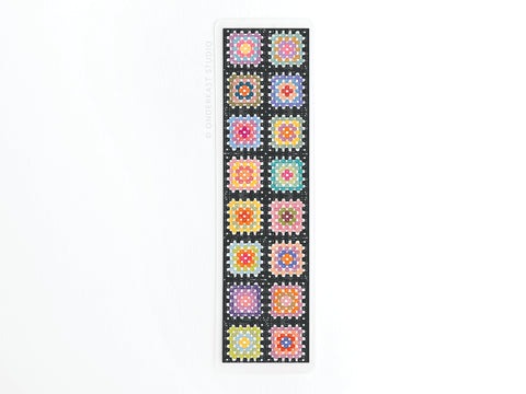 Granny Squares Crochet Blanket Laminated Bookmark