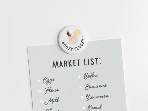 Boozy Floozy Cocktail Button Magnet