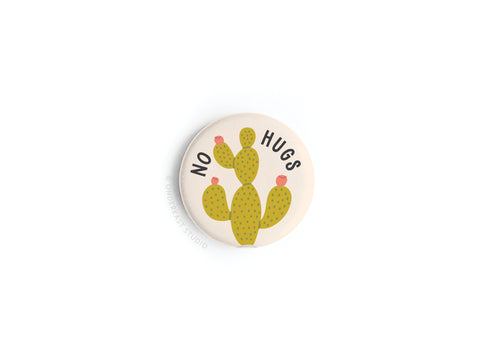 No Hugs Cactus Button Magnet