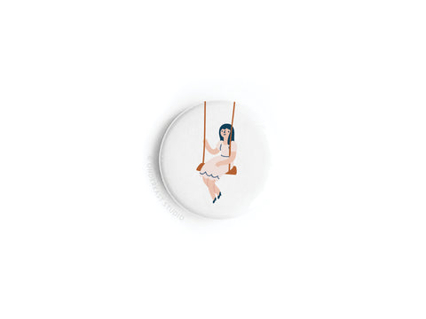 Girl on a Swing Button Magnet