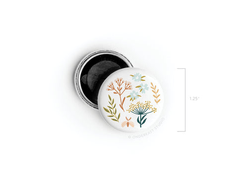 Soft Florals Button Magnet