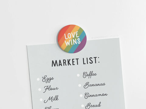 Love Wins Button Magnet