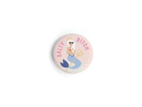 Salty Bitch Mermaid Button Magnet