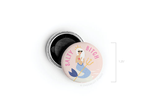 Salty Bitch Mermaid Button Magnet