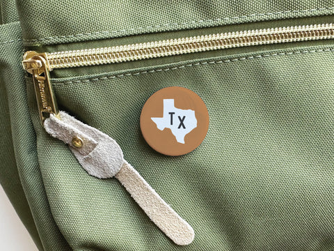 Brown TX Pinback Button