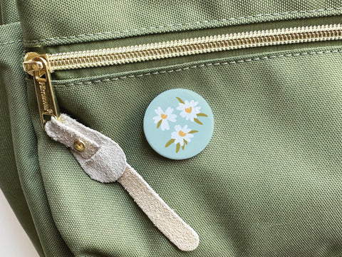 White Flowers Pinback Button