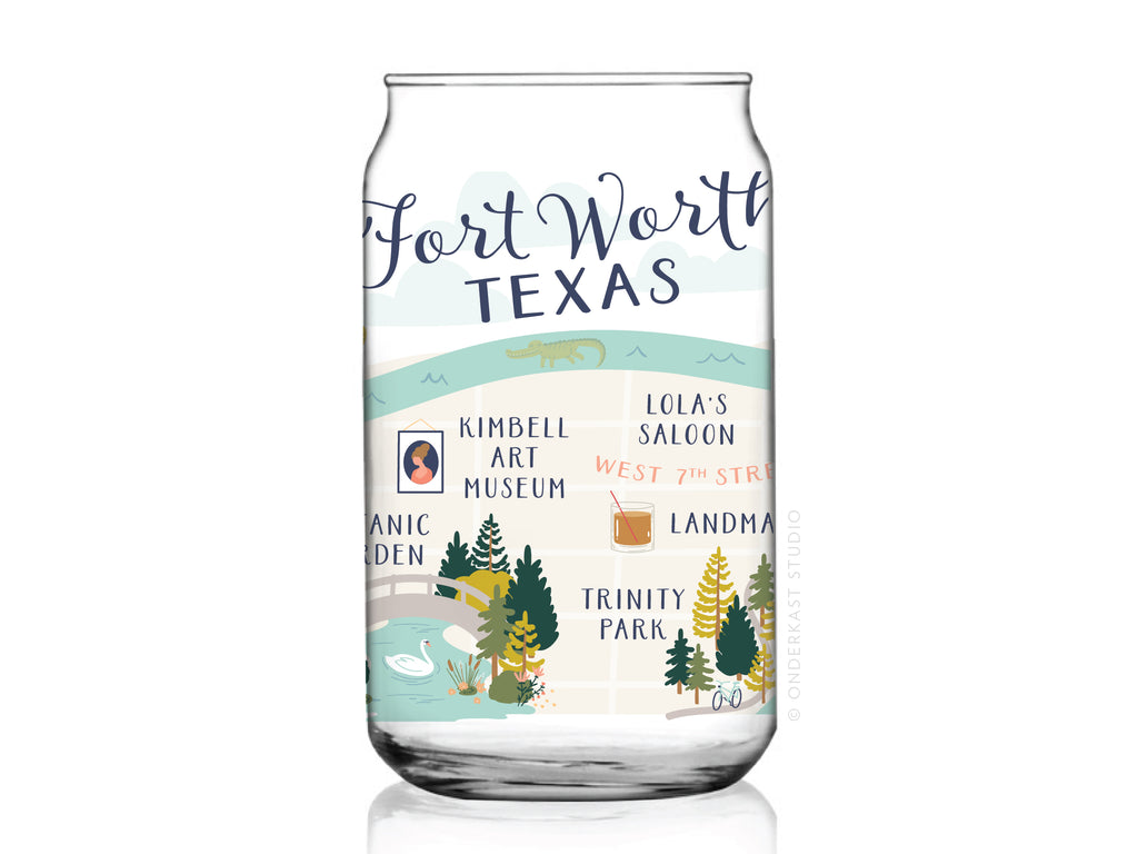 Fort Worth Map Can Glass