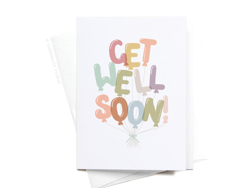 Get Well Soon Balloons Folded Greeting Note Set of 10