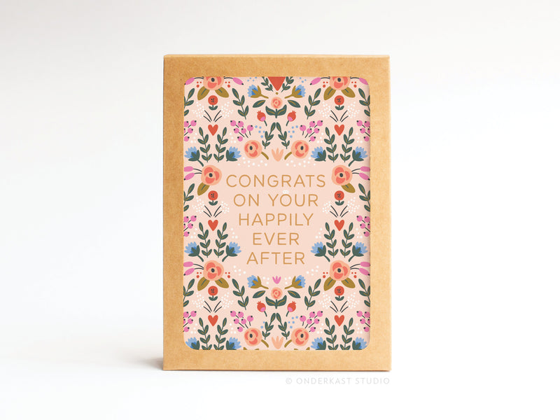 Happily Ever After Floral Folded Greeting Note Set of 10