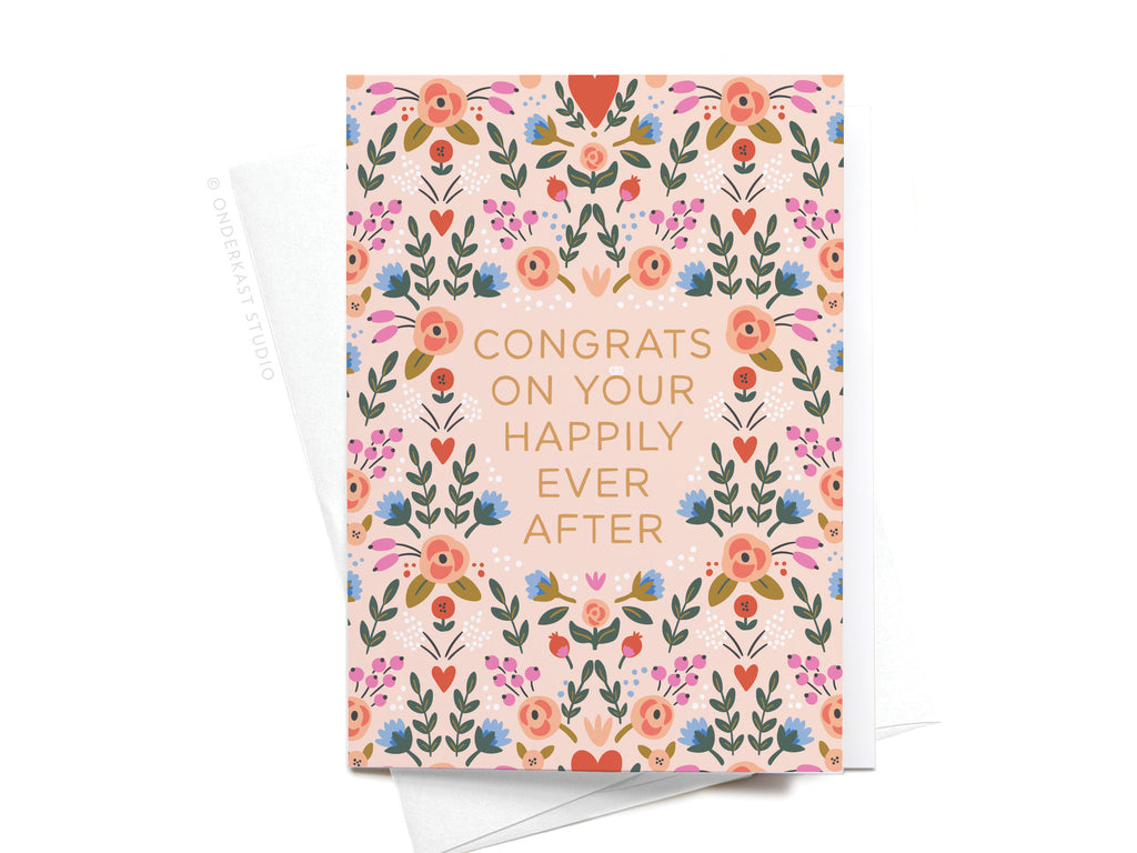 Happily Ever After Floral Folded Greeting Note Set of 10