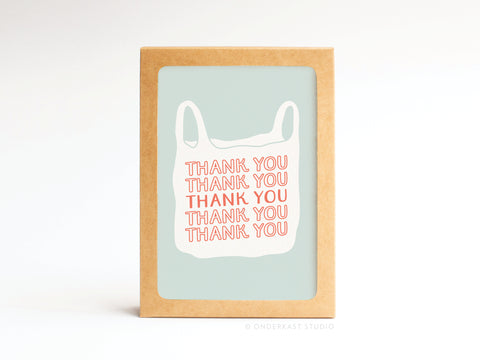 Thank You Plastic Bag Folded Greeting Note Set of 10