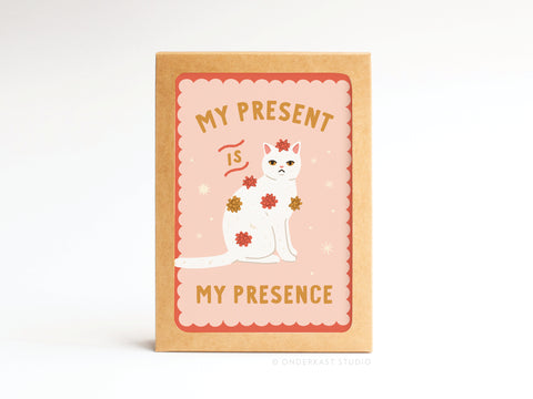 My Present Is My Presence Cat Folded Greeting Note Set of 10