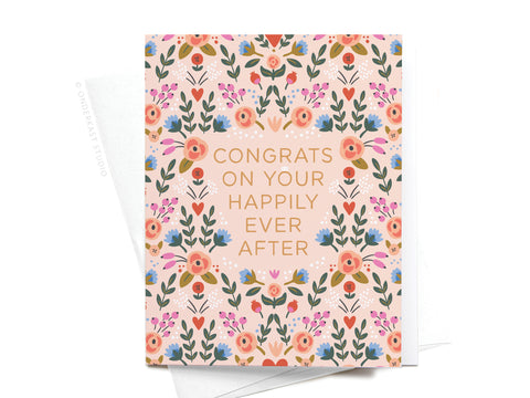 Congrats on Your Happily Ever After Floral Greeting Card