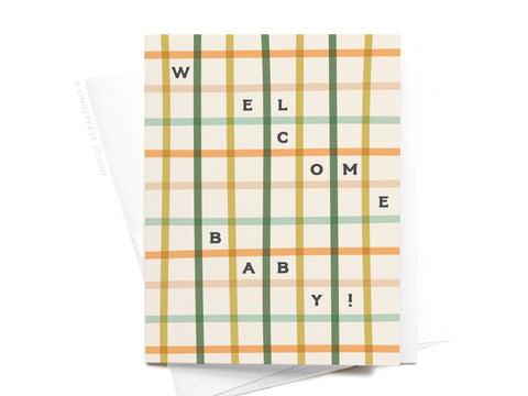 Welcome Baby Gingham Greeting Card