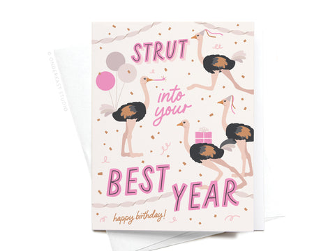 Strut Into Your Best Year Ostrich Greeting Card