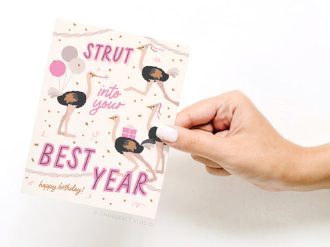 Strut Into Your Best Year Ostrich Greeting Card