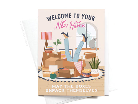 Welcome to Your New Home Boxes Greeting Card