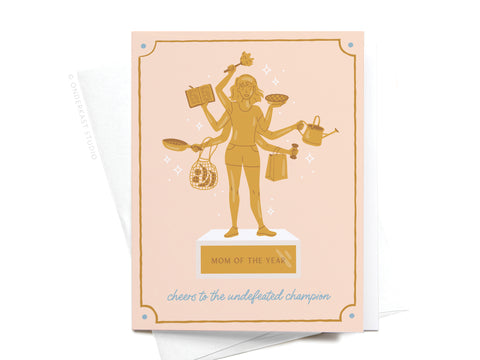 Mom of the Year Trophy Greeting Card