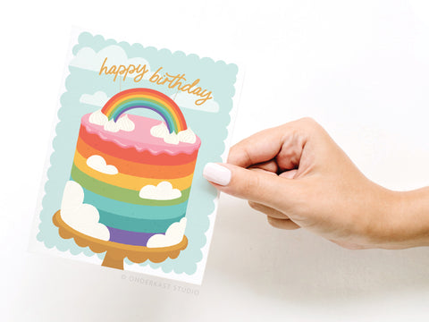 Happy Birthday Rainbow Cake Greeting Card