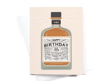 Happy Birthday Whiskey Bottle Greeting Card | Onderkast Studio