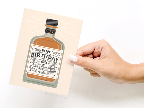 Happy Birthday Whiskey Bottle Greeting Card