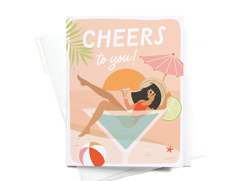 Cheers to You Martini Girl Greeting Card