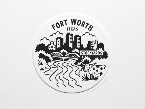 Fort Worth Texas Skyline Letterpress Coaster Set