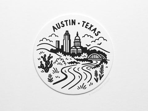 Austin Texas Skyline Letterpress Coaster Set