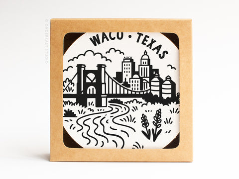 Waco Texas Skyline Letterpress Coaster Set