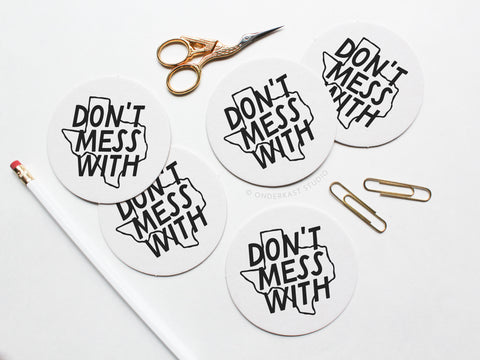 Don't Mess With Letterpress Coaster Set