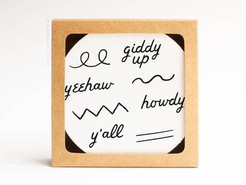 Western Words Letterpress Coaster Set