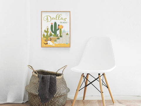 Dallas Succulent Skyline Art Print