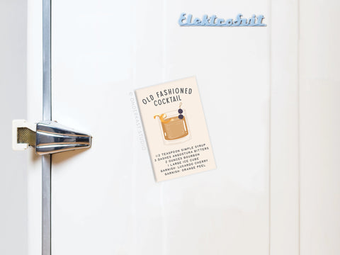 Old Fashioned Cocktail Recipe Refrigerator Magnet