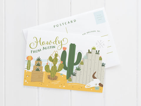Austin Succulent Skyline Postcard