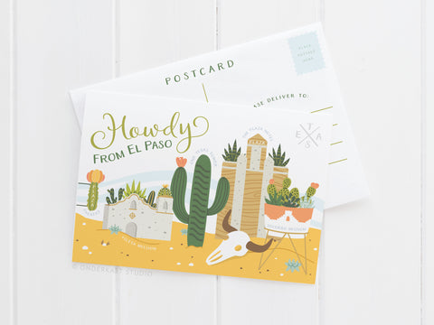 El Paso Succulent Skyline Postcard