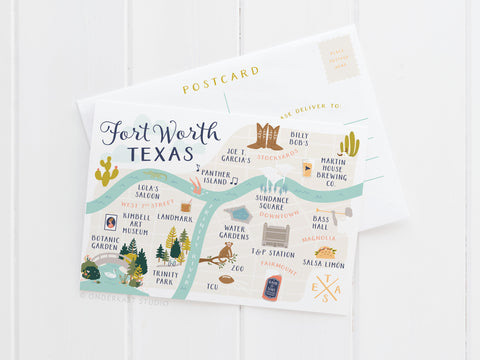Fort Worth Map Postcard
