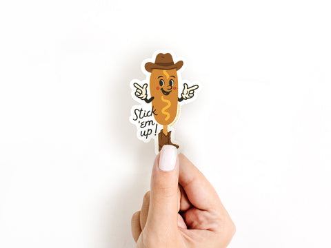 Stick 'Em Up Corndog Cowboy Sticker