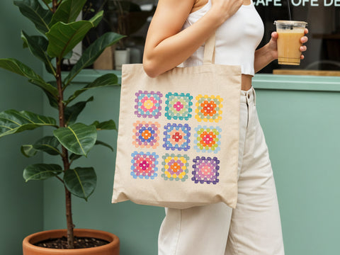 Granny Squares Crochet Tote Bag