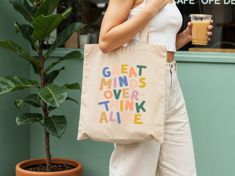 Great Minds Overthink Alike Tote Bag