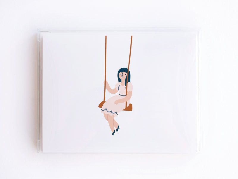Girl on a Swing Notecards - onderkast-studio