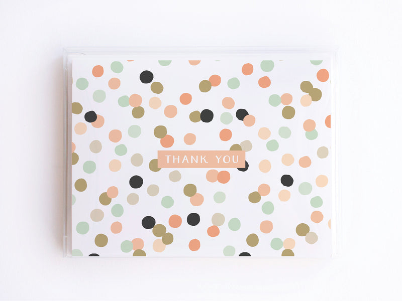Thank You Pink + Green Polka Dots Notecards - onderkast-studio