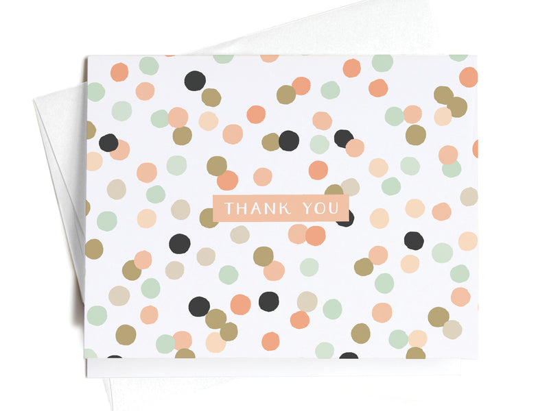 Thank You Pink + Green Polka Dots Notecards - onderkast-studio