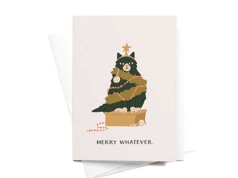 Merry Whatever Cat Folded Greeting Note Set of 10