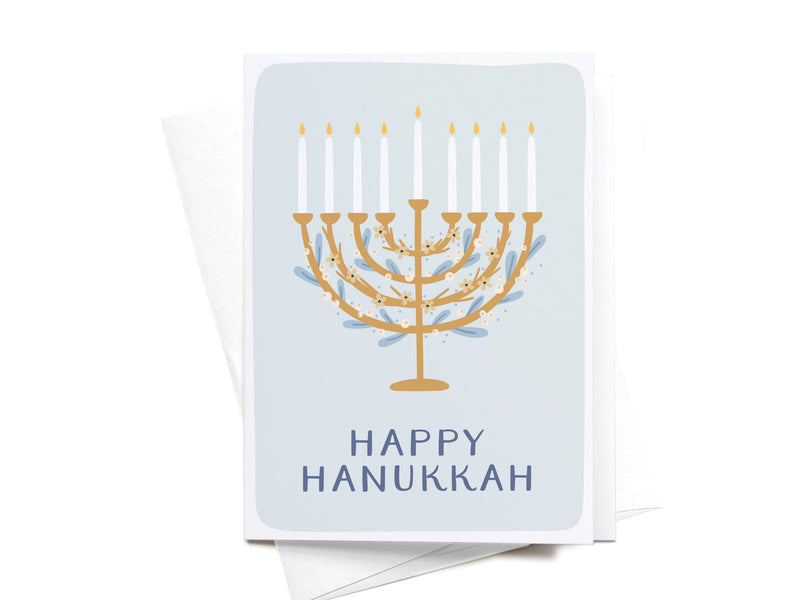 Happy Hanukkah Floral Menorah Folded Greeting Note Set of 10