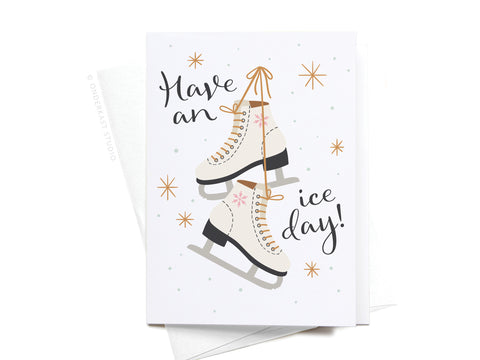 Have an Ice Day! Ice Skates Folded Greeting Note Set of 10