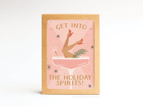 Get Into the Holiday Spirits! Cocktail Folded Greeting Note Set of 10