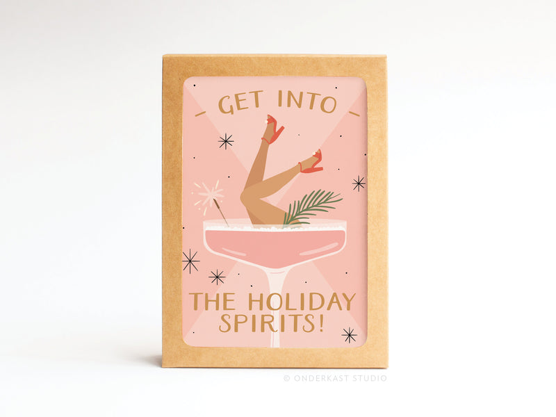 Get Into the Holiday Spirits! Cocktail Folded Greeting Note Set of 10