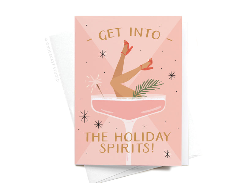 Get Into the Holiday Spirits! Cocktail Folded Greeting Note Set of 10