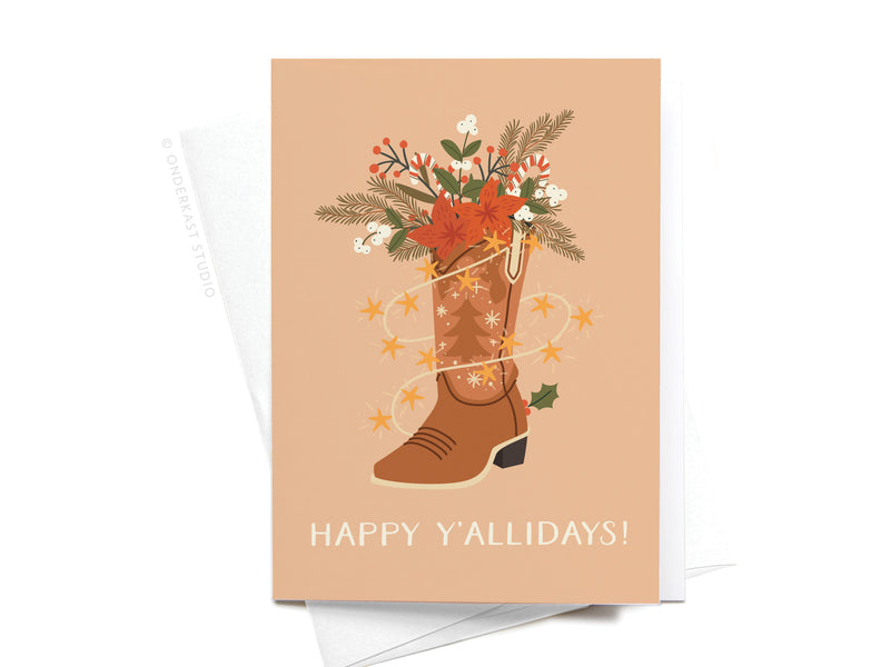 Happy Y’allidays! Cowboy Boot Folded Greeting Note Set of 10