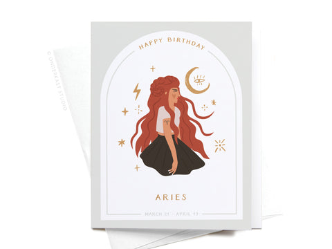 Happy Birthday Aries Zodiac Greeting Card